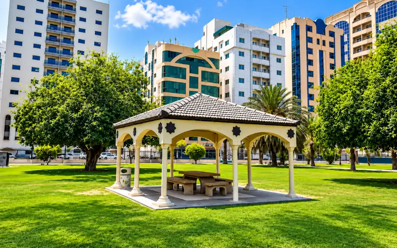 Green Areas and Seating at Al Mahatta Park